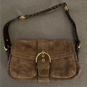 Brown Suede Shoulder Bag